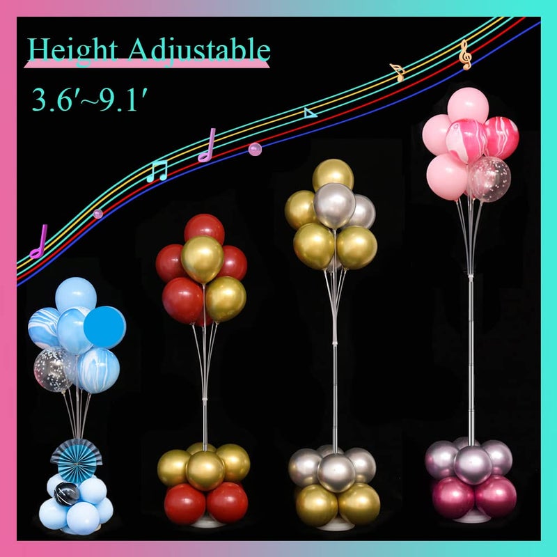 Decojoy 4 Set Balloon Stand Kit, 9 Feet Adjustable Balloon Arch for Floor, Ballon Column Tower with Weights Base and Pole, Metal Backdrop Stands for Parties, NO Need Helium Tank for Balloons - Image 4